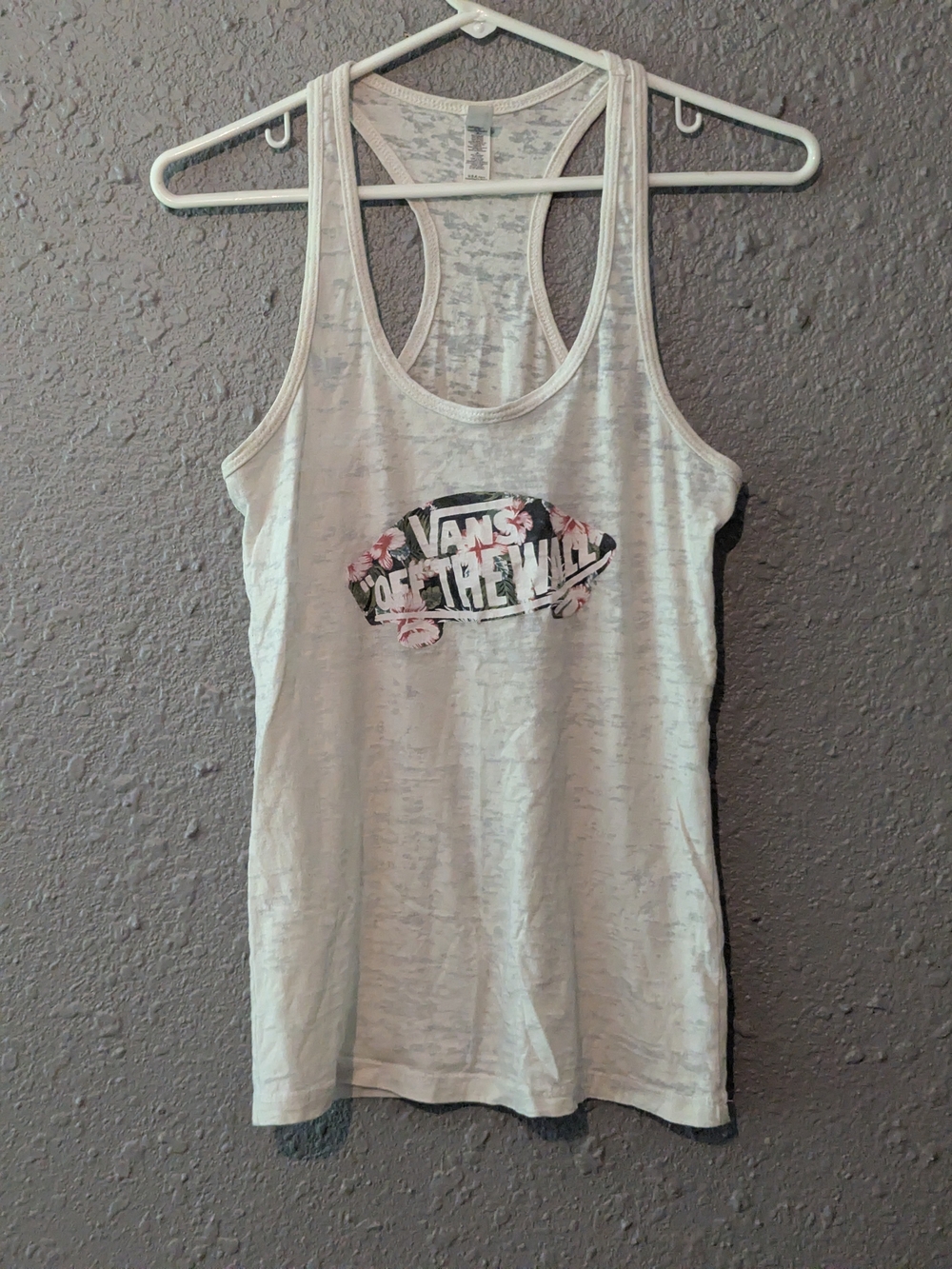 Vans Cream Racerback Tank with Floral Logo